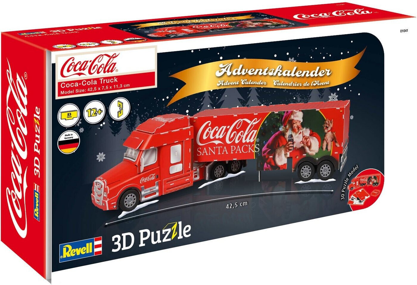 Revell 3D Puzzle Advent Calendar Coca-Cola Truck (red/multicolored) 01041 (4009803010410) bērnu rotaļlieta