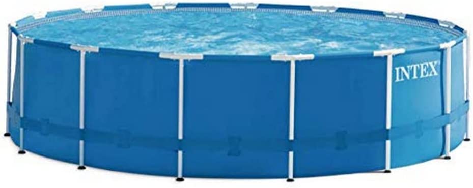 Intex Metal Frame Pool Set with Filter Pump, Safety Ladder, Ground Cloth, Cover Blue Baseins
