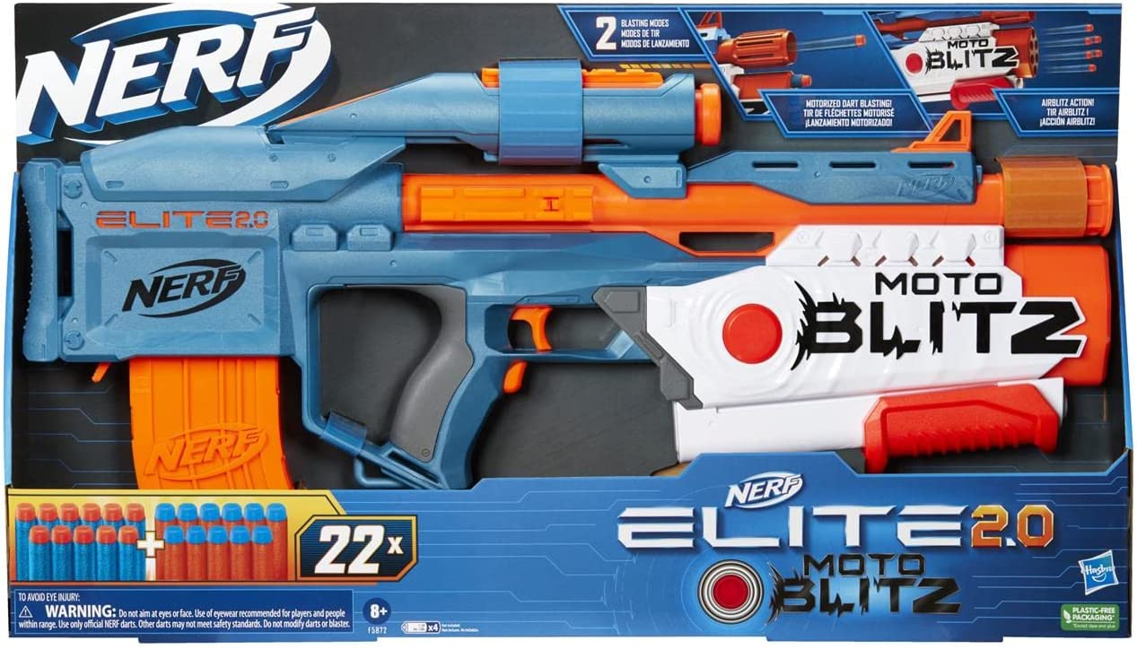 Hasbro Hasbro Nerf Elite 2.0 Motoblitz CS-10, Nerf Gun (blue-grey/orange) Rotaļu ieroči