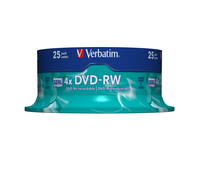 1x25 Verbatim DVD-RW 4,7GB 4x Speed, matt silver matricas