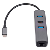 HUB USB Akyga 1x RJ-45  + 3x USB-A 3.0 (AK-AD-66) USB centrmezgli