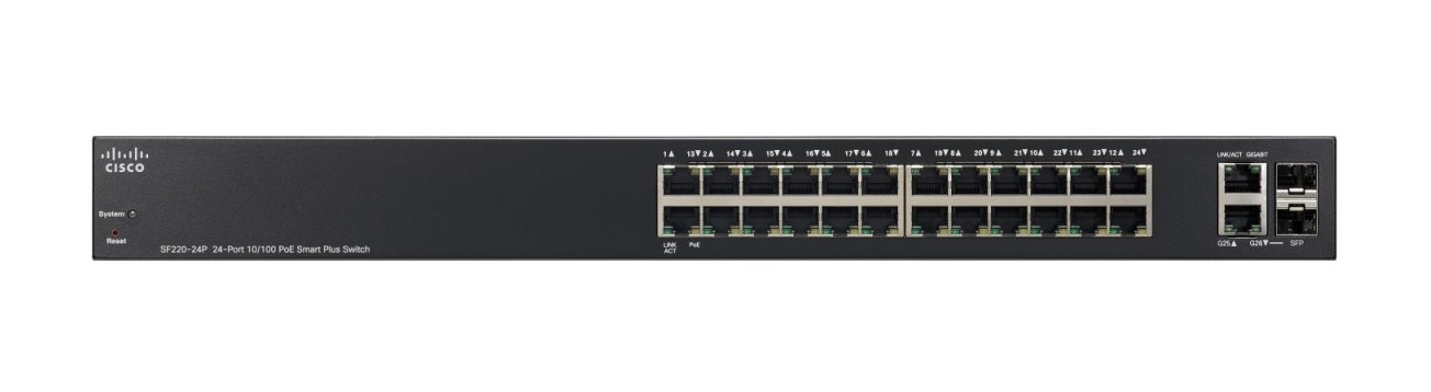 Cisco SF220-24P-K9-EU   24x10/100 PoE Smart+ Sw komutators