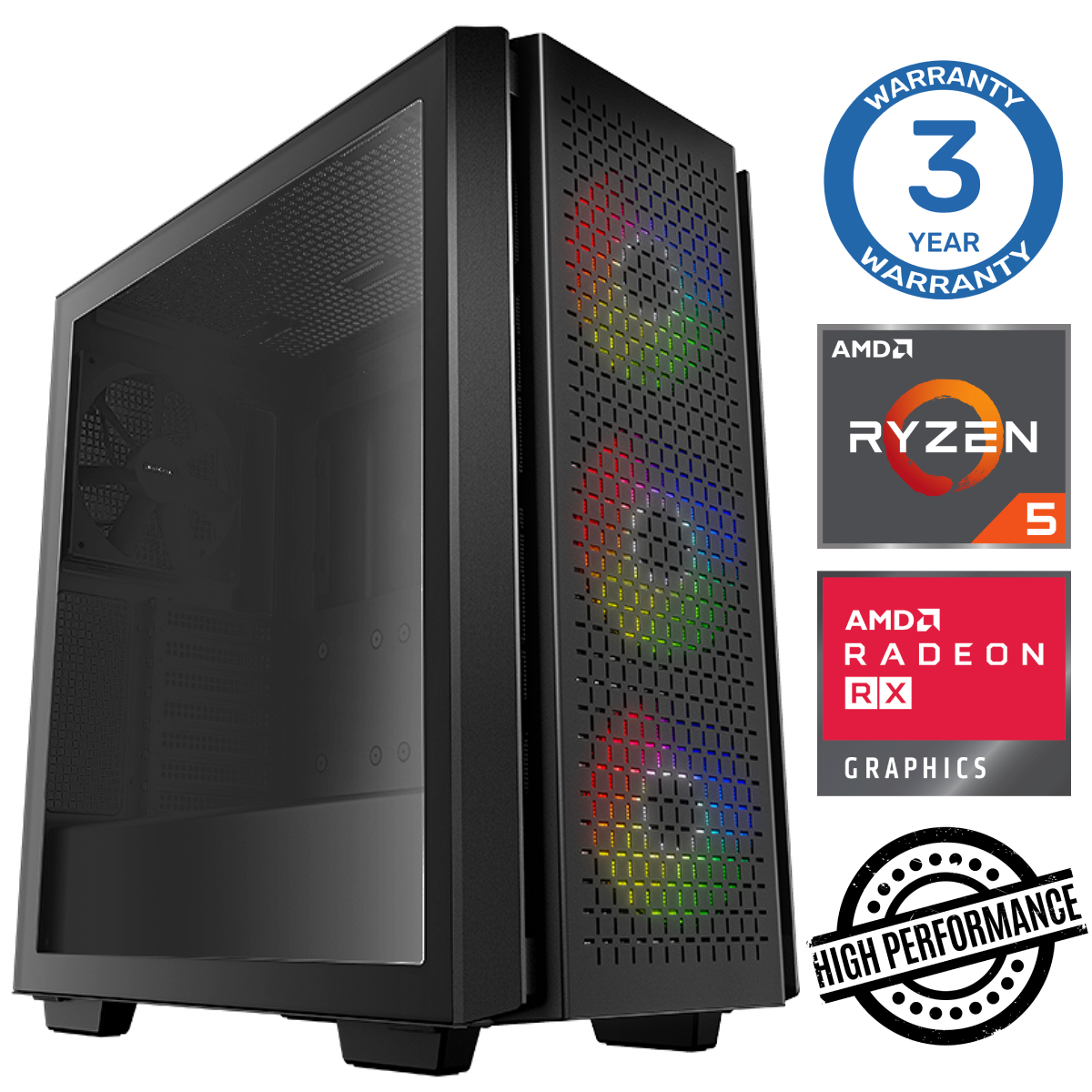 INTOP Ryzen 5 5600X 16GB 1TB SSD M.2 NVME+2TB RX580 8GB no-OS RW31055NS (ENS411531055) dators