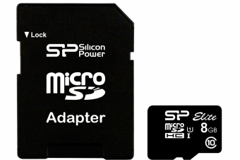 SILICON POWER 8GB, MICRO CLASS 10 + adapteris atmiņas karte