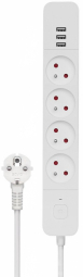 SAVIO Power strip 4 sockets and 3 x USB-A 1,5m white LZ-12 elektrības pagarinātājs