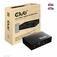 Club3D HDMI Switchbox 3 Eingange -> 1 Ausgang  8K60Hz UHD retail dock stacijas HDD adapteri