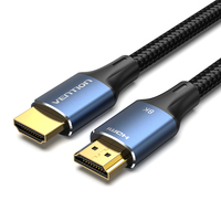 Vention Cotton Braided HDMI-A Male to Male HD Cable 8K 1M Blue Aluminum Alloy Type 6922794765238 kabelis video, audio