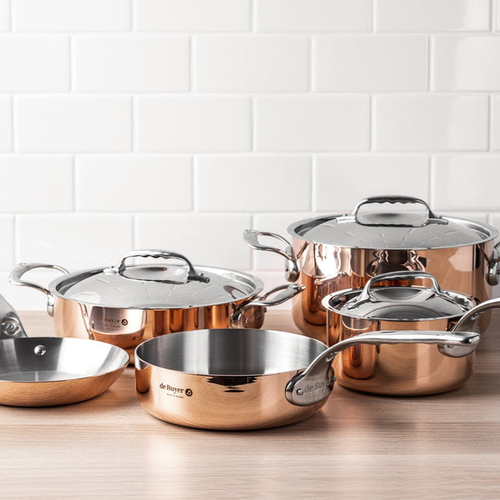 De Buyer Prima Matera Sauté Pan Copper/Steel 24cm curved induc. Pannas un katli