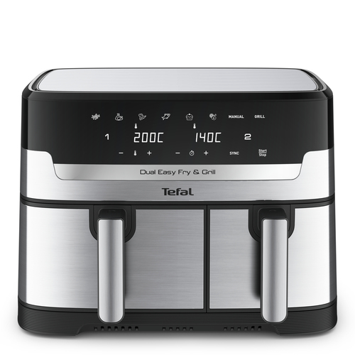 TEFAL Fryer | EY905D10 | Capacity 5.2+3.1 L | Hot air technology | Stainless Steel/Black ritēšanas iekārta