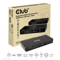 Club3D KVM Switch 4K60Hz 2x USB-C> HDMI/DP/3xUSB/2xUSB-C/LAN retail KVM komutators