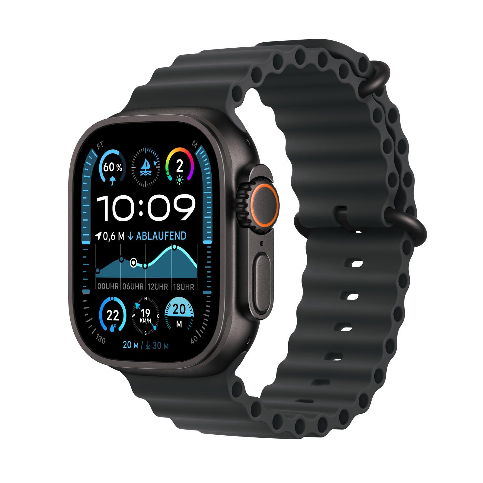 Apple Watch Ultra 2 49mm GPS+4G Titan Ocean Black/Black Viedais pulkstenis, smartwatch