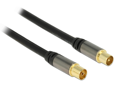 Delock Antenna Cable IEC Plug > IEC Jack RG-6/U 3m black kabelis, vads