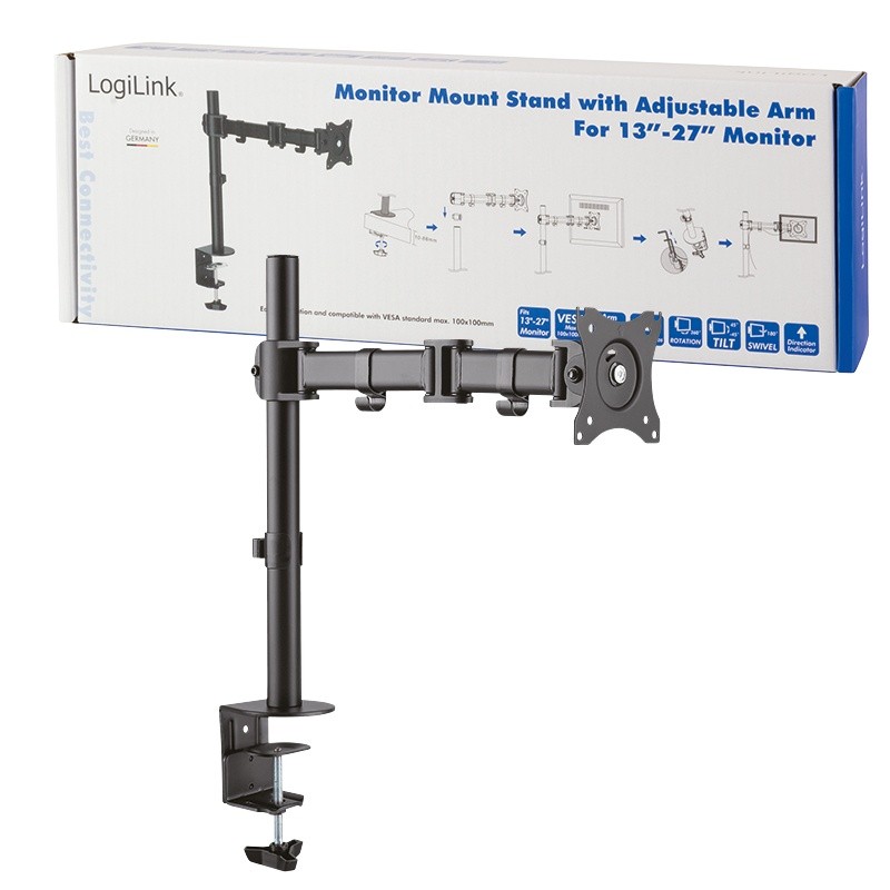 Logilink Desk Mount, BP0021, 13-27 , Monitor Desk Mount, Maximum weight (capacity) 8 kg TV stiprinājums