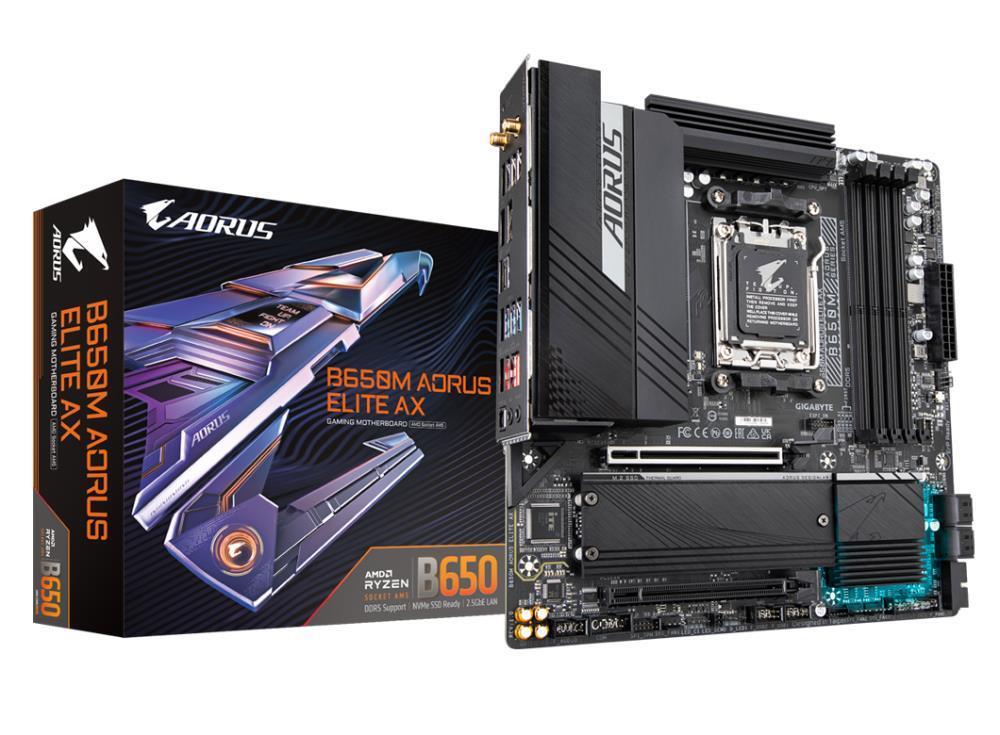 GIGABYTE B650M AORUS ELITE AX mATX Mainboard Socket AM5 HDMI/DP/USB-C/M.2/WIFI6E pamatplate, mātesplate