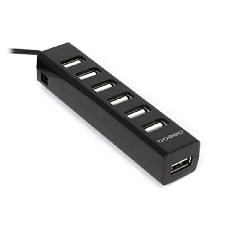 Platinet OUH7PB USB 2.0 Hub Adapteris uz 7 USB 2.0 Portiemar estra barosanas portu 5V Melns 5907595428064 OUH7PB (5907595428064) adapteris