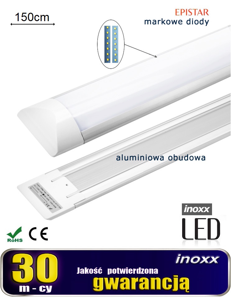 Nvox ceiling lamp Linear lamp surface-mounted LED panel slim 150cm 50w 6000k cold apgaismes ķermenis