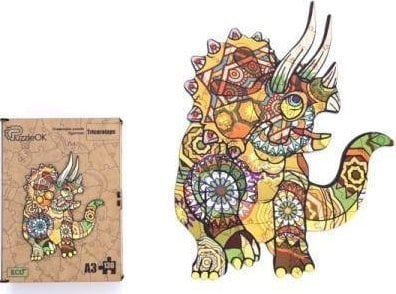 PuzzleOK Puzzle drewniane eko 130 Triceratops A3 12627947 (4821993009032) bērnu rotaļlieta