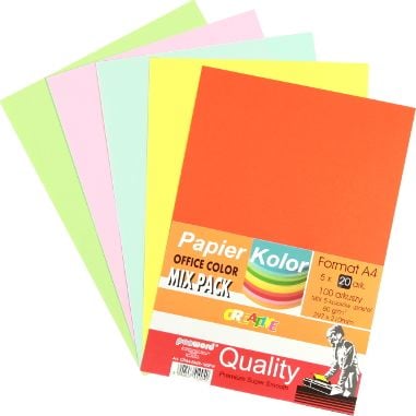 Polsirhurt Papier ksero A4 80g mix kolorow 100 arkuszy 5902557410040 (5902557410040) papīrs