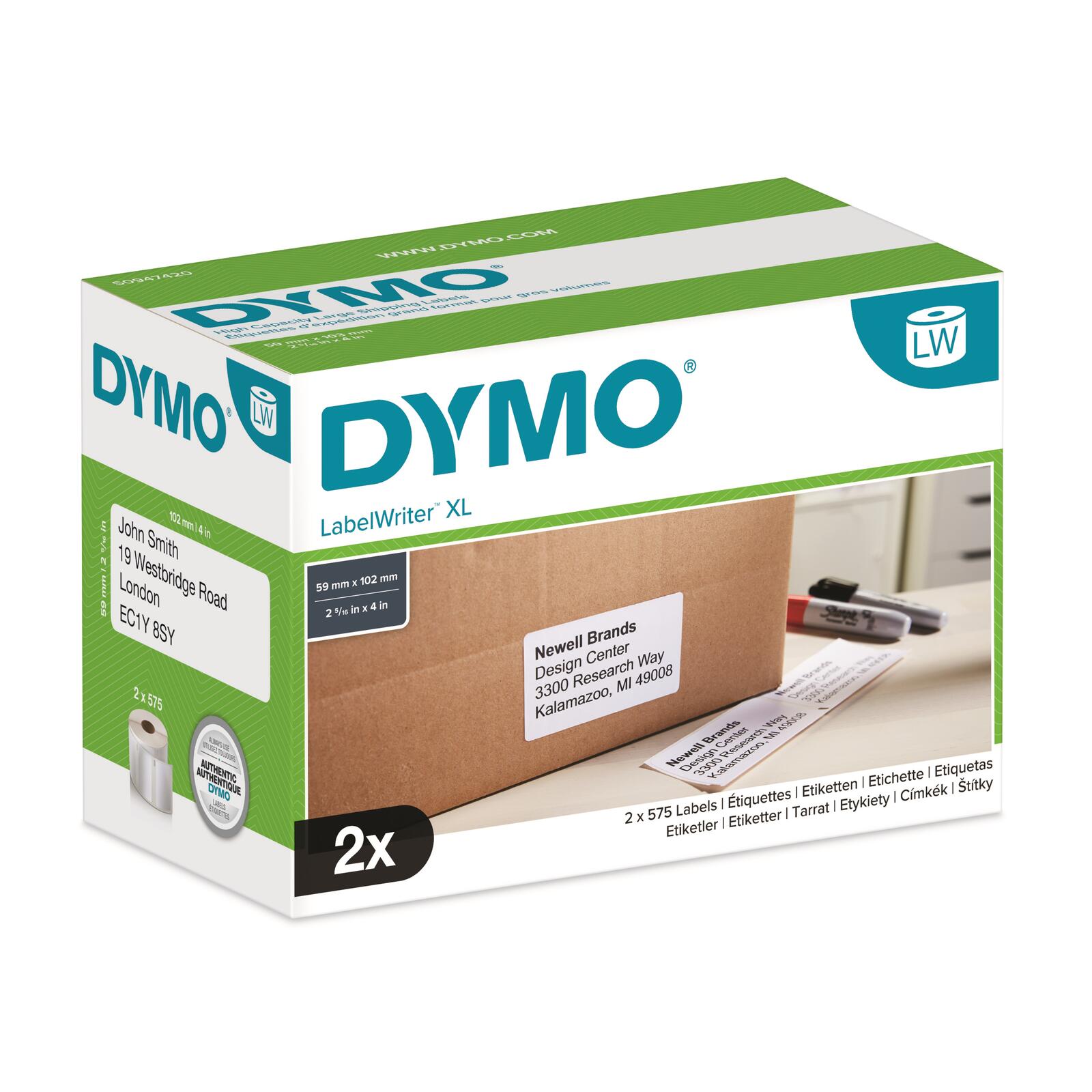 DYMO S0947420 High Capacity Shipping Labels Large, 102mm x 59mm biroja tehnikas aksesuāri