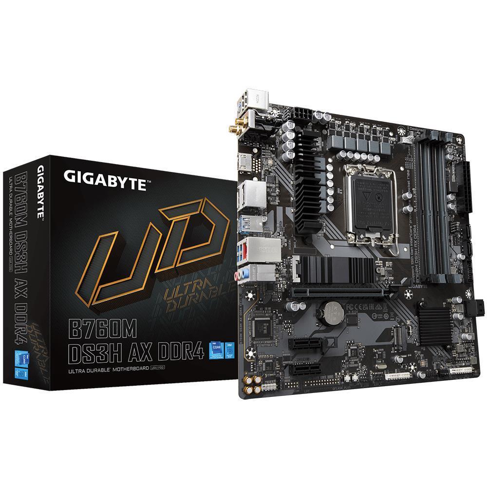 Mainboard|GIGABYTE|Intel B760 Express|LGA1700|Micro-ATX|Memory DDR4|Memory slots 4|2xPCI-Express 3.0 1x|1xPCI-Express 4.0 16x|2xM.2|1xHDMI|2 pamatplate, mātesplate