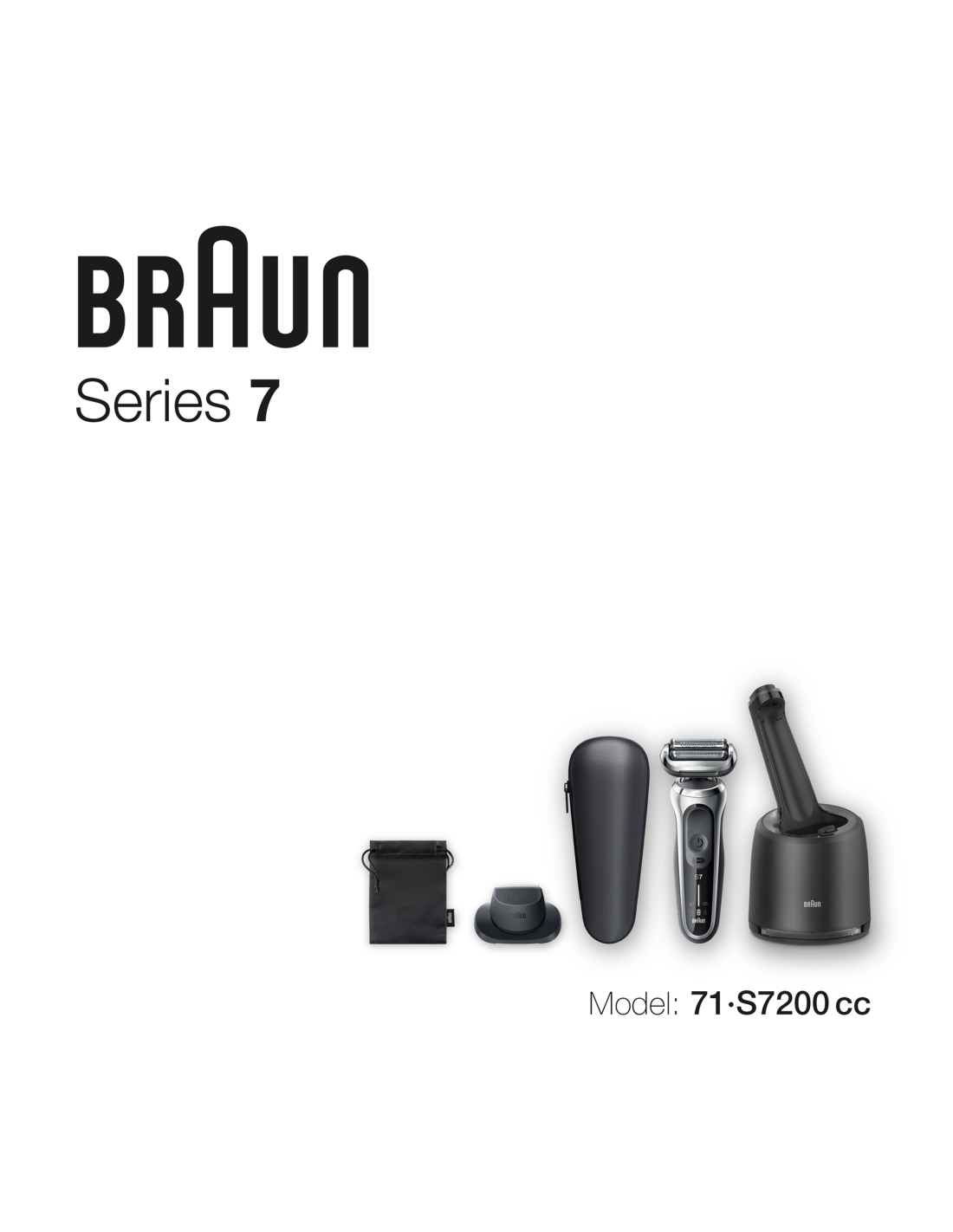 Braun Shaver 71-S7200cc Operating time (max) 50 min, Wet & Dry, Silver/Black Vīriešu skuveklis