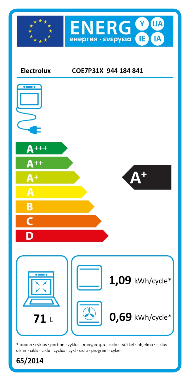 Electrolux iebūvējama cepeškrāsns, nerūsējoša tērauda COE7P31X Cepeškrāsns