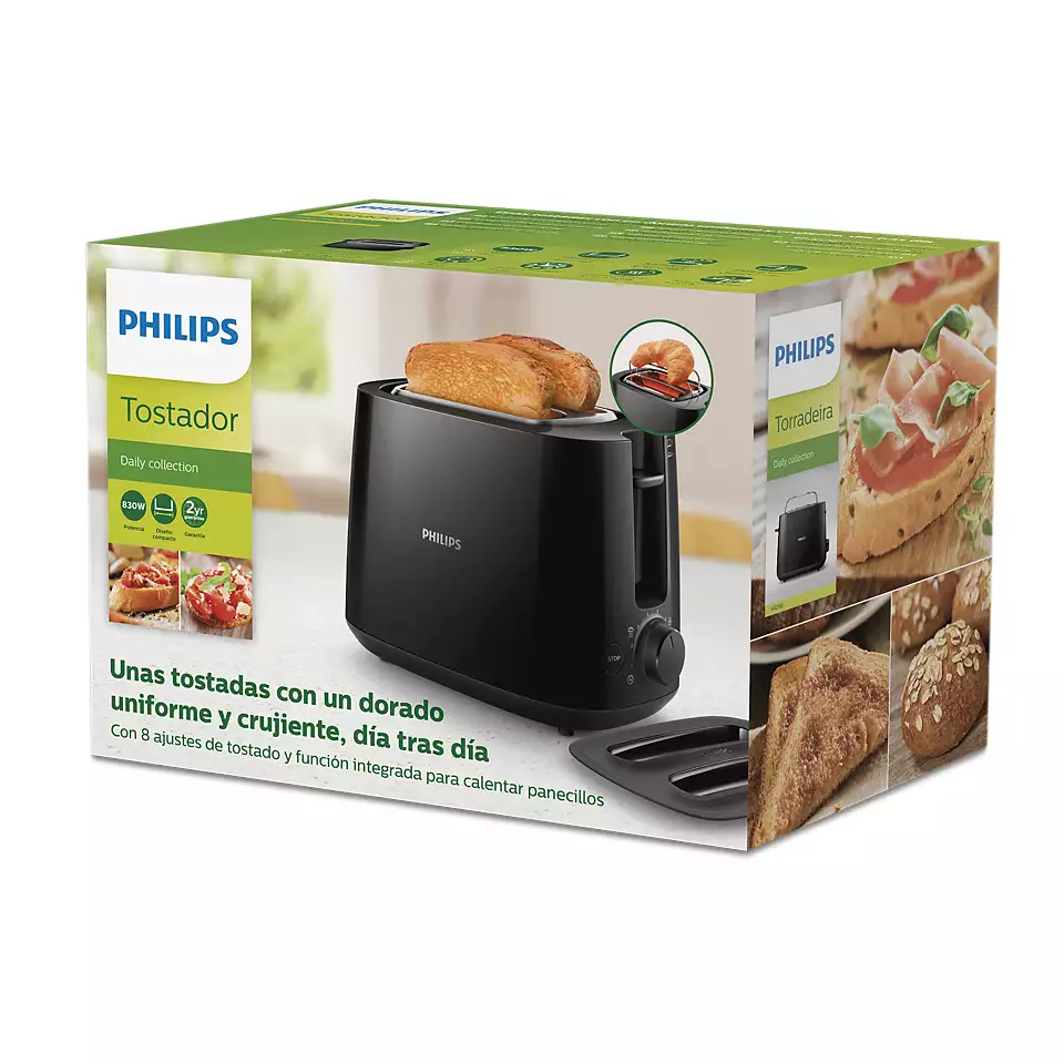 PHILIPS 830W (melns) HD 2582/90 Tosteris