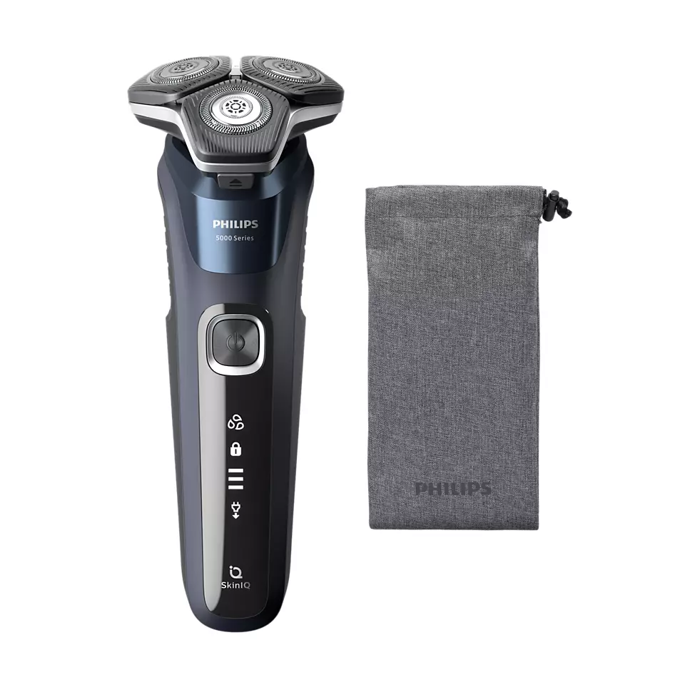 Philips Series 5000 wet and dry electric shaver S5885/10, SkinIQ, SteelPrecision blades, 360-D flexible heads, PowerAdapt Sensor matu, bārdas Trimmeris