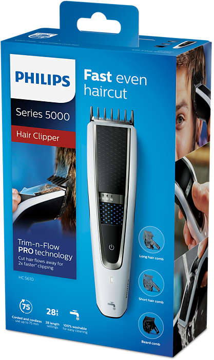 Philips Hairclipper series 5000 Mazgājama matu griešanas mašīna HC5610/15 matu, bārdas Trimmeris