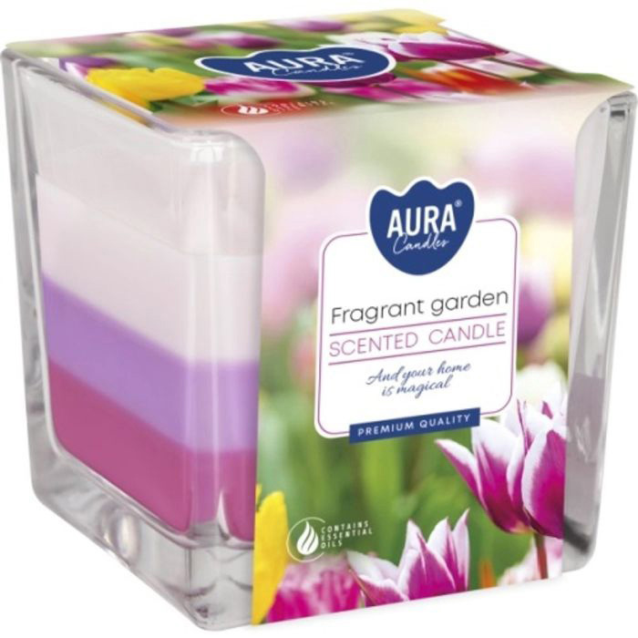 Svece arom.stikla trauc. Aura Garden 32h 641068