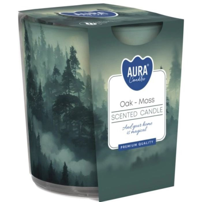 Svece arom.stikla trauc. Aura Oak- moss 22h 641074