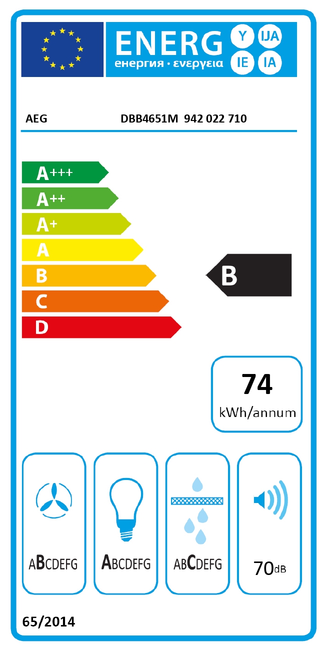 AEG skursteņa tipa tvaika nosūcējs, 60cm DBB4651M