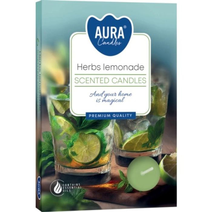 Tejas sveces arom. Aura Herbs lemonade 6gab. 3-4h 641057