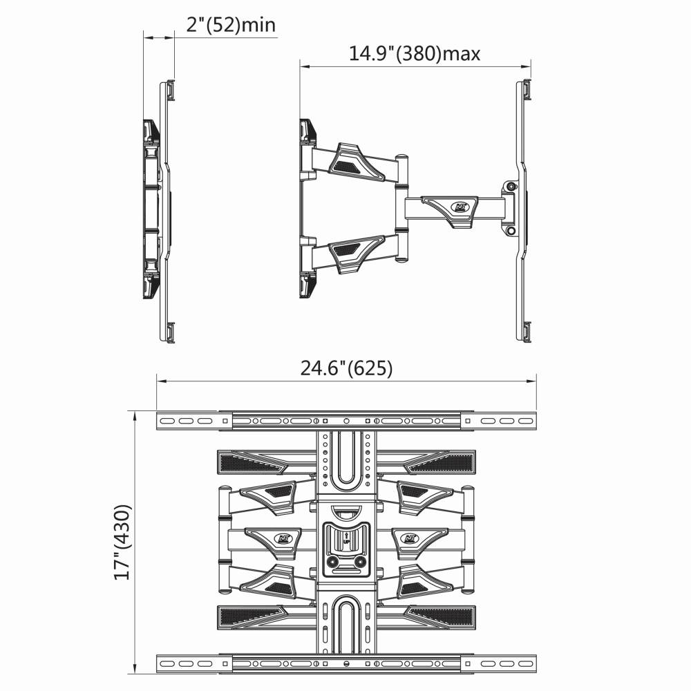 TV stiprinājums pie sienas 45-75 collas, līdz 45 kg, melns NB P 6 TV stiprinājums