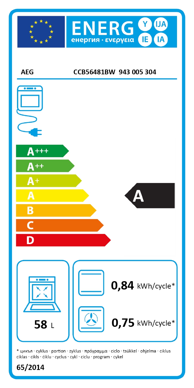 AEG keramiska plīts, balta CCB56481BW Plīts