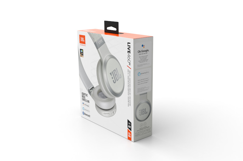 JBL LIVE bezvadu on-ear austiņas ar bluetooth, baltas JBLLIVE460NCWHT austiņas