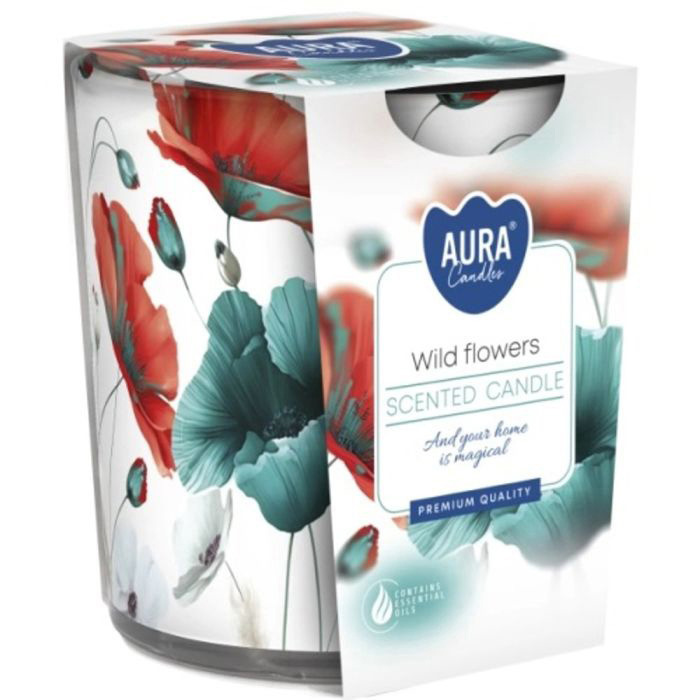 Svece arom.stikla trauc. Aura wild flowers 22h 641070