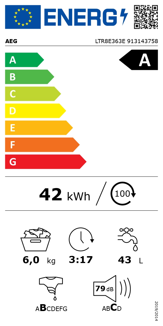 AEG veļas mazgājamā mašīna (augšas ielāde), balta, 6kg LTR8E363E