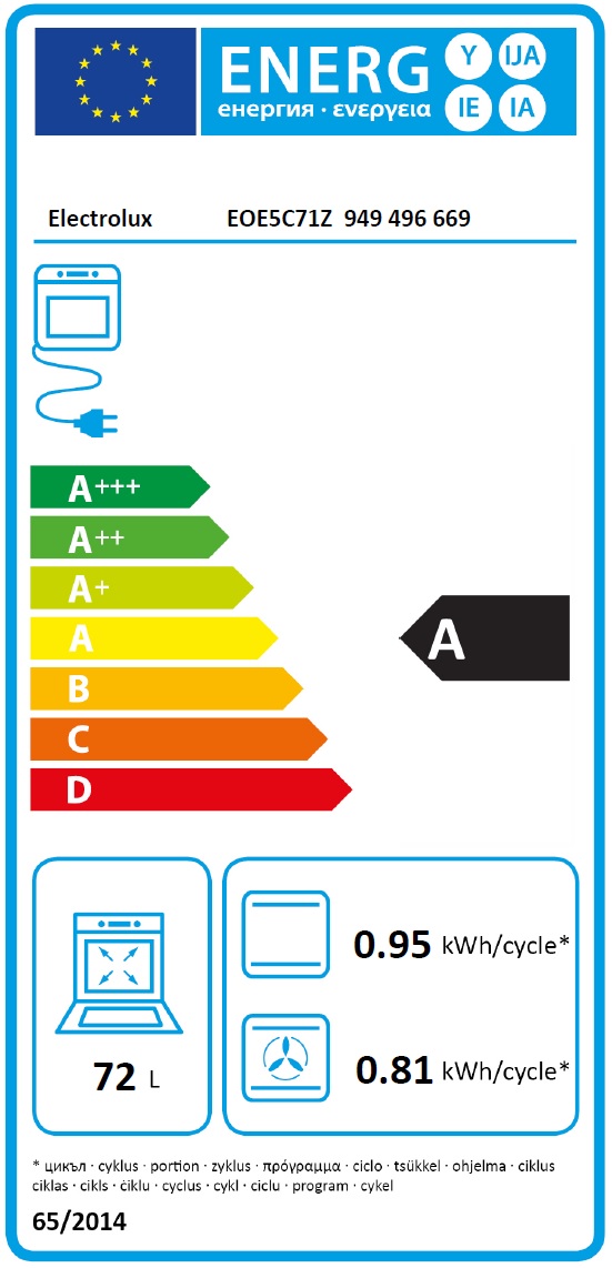 Electrolux cepeškrāsns, iebūv., 72 l, melna EOE5C71Z Cepeškrāsns