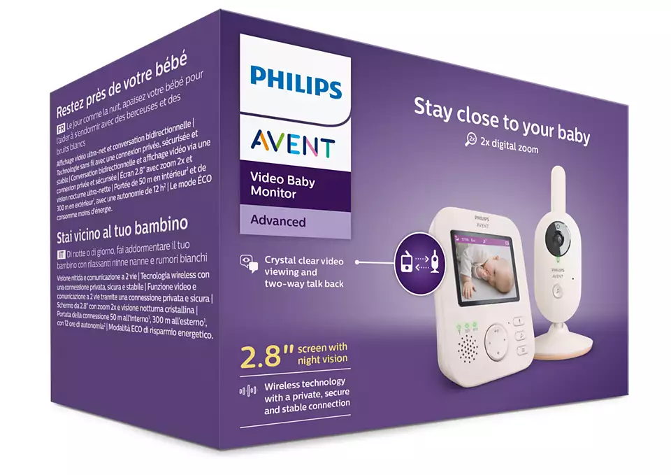 Akcija! Philips Avent Digitālā video mazuļu uzraudzības ierīce ar 3.5 collu krāsu ekrānu SCD881/26 Mazuļu uzraudzība