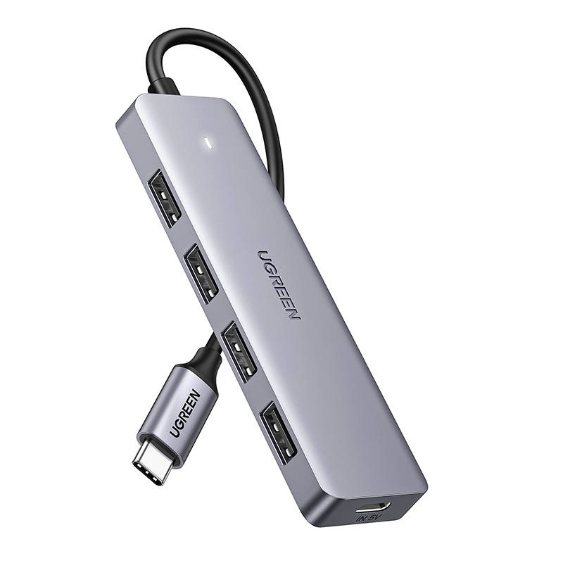 4in1 adapter UGREEN Hub USB-C to 4x USB 3.0 + USB-C (grey)