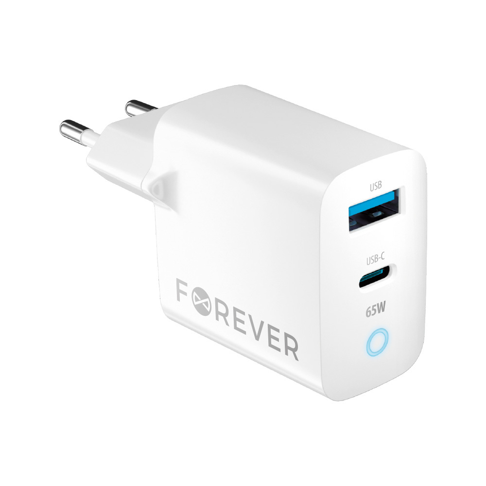 Forever TC-06 GaN Lādētājs PD / QC / 1x USB-C / 1x USB / 65W adapteris