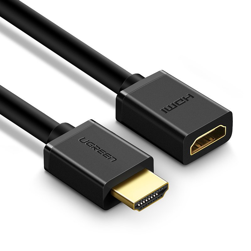 HDMI male to HDMI female cable UGREEN HD107, FullHD, 3D, 0.5m (black) 10140 (6957303811403)