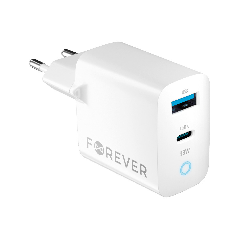 Forever TC-06 GaN Lādētājs PD / QC / 1x USB-C / 1x USB / 33W adapteris