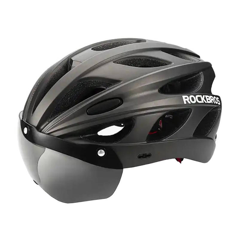 RockBros Kask rowerowy regulowany + okulary Rockbros TT-16 (czarny)