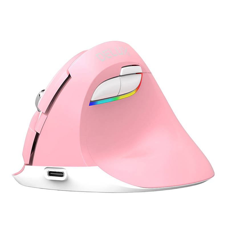 Wireless Vertical Mouse Delux M618Mini DB BT+2.4G 2400DPI (pink) Datora pele