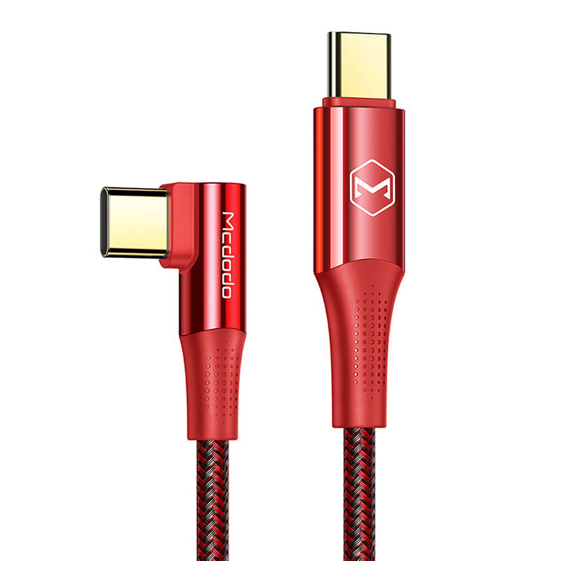 Cable USB-C to USB-C Mcdodo CA-8321 100W 90 Degree 1.2m (red) USB kabelis