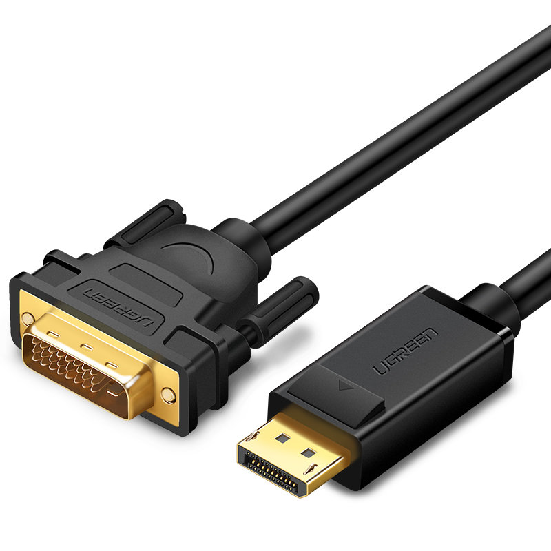 DisplayPort to DVI Cable UGREEN DP103, FullHD, unidirectional, 2m (black) 10221 (6957303812219)
