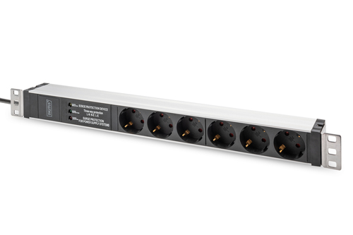 DIGITUS PDU 1HE   6x Schuko 16A Ausgange 230V/16A schwarz Serveru aksesuāri