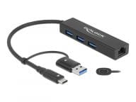 Delock 3P USB 3.2 Gen1 Hub+LAN+USB-C/A - 64149 aksesuārs datorkorpusiem